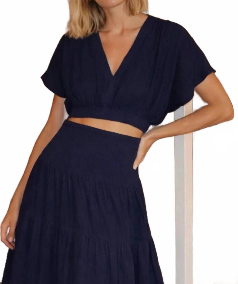 NEW FELICITE vacay gauze top in navy